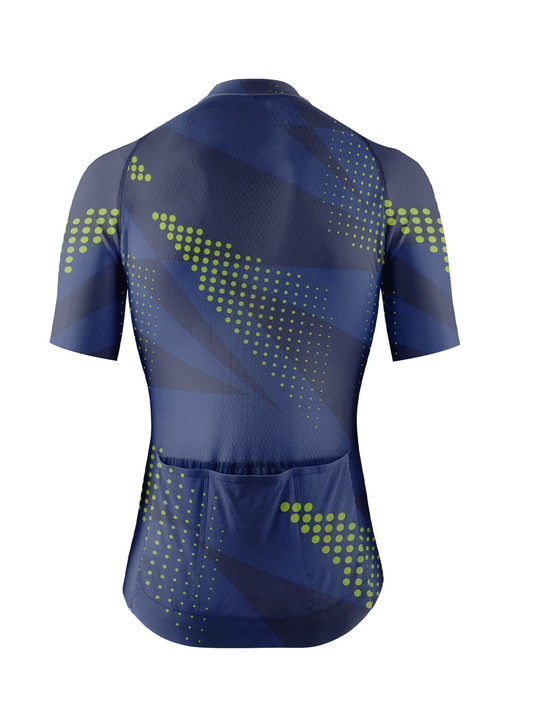RockBros Men's Navy & Neon Green Halftone Geometric Cycling Jersey