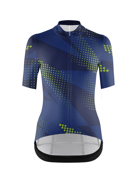 RockBros Men's Navy & Neon Green Halftone Geometric Cycling Jersey