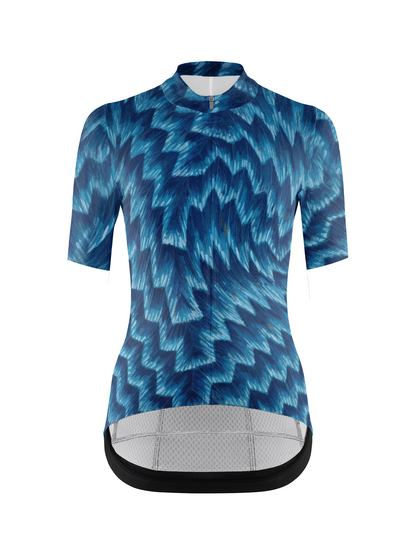 RockBros Men's Deep Ocean Blue Zigzag Ikat Texture Cycling Jersey
