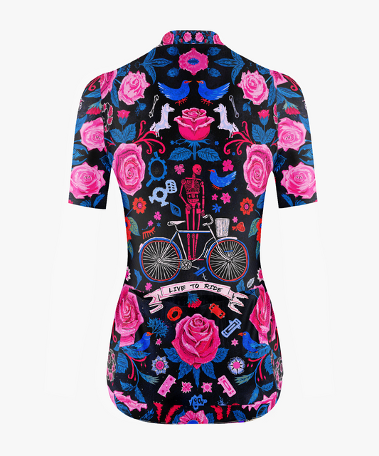 RockBros Women's Skeleton Rose Cycling Jersey