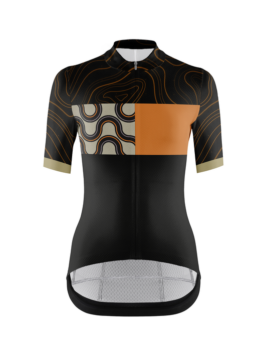 RockBros Men's Black & Bronze Retro Wave Topo Cycling Jersey