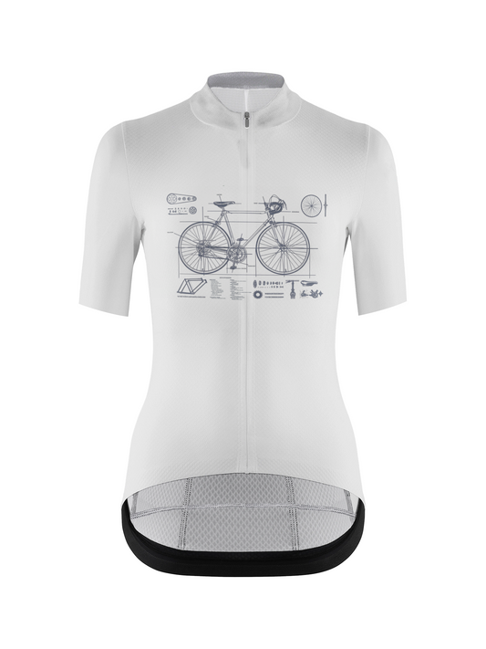 RockBros Men's Minimalist White Vintage Bicycle Blueprint Cycling Jersey