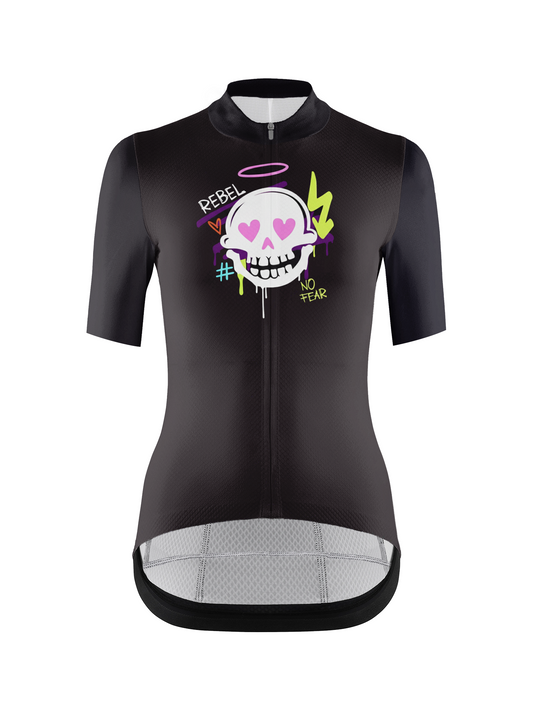 RockBros Women's Black Rebel Skull & Neon Graffiti Cycling Jersey