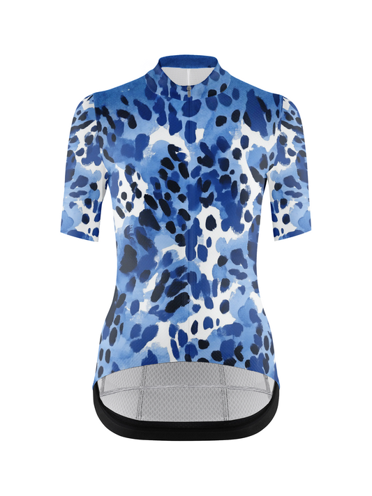 RockBros Women's Azure Blue & White Watercolor Animal Print Cycling Jersey
