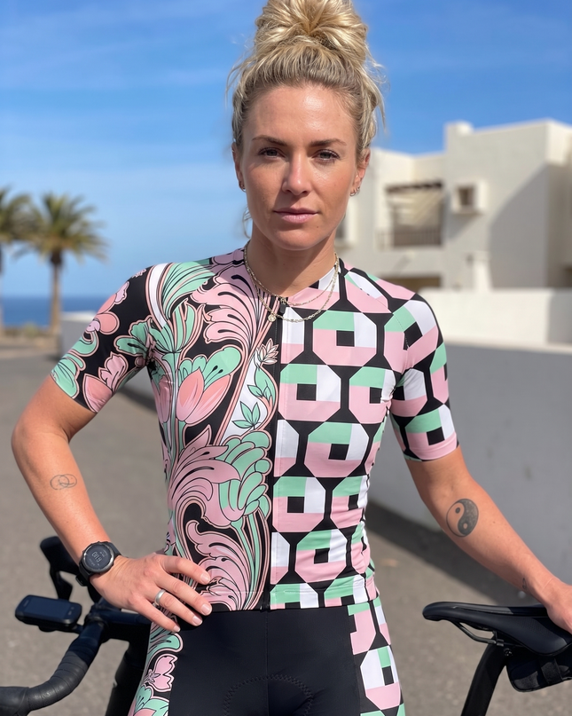 ROCKBROS Women's Pastel Nouveau Floral High-Support Cycling Bibs