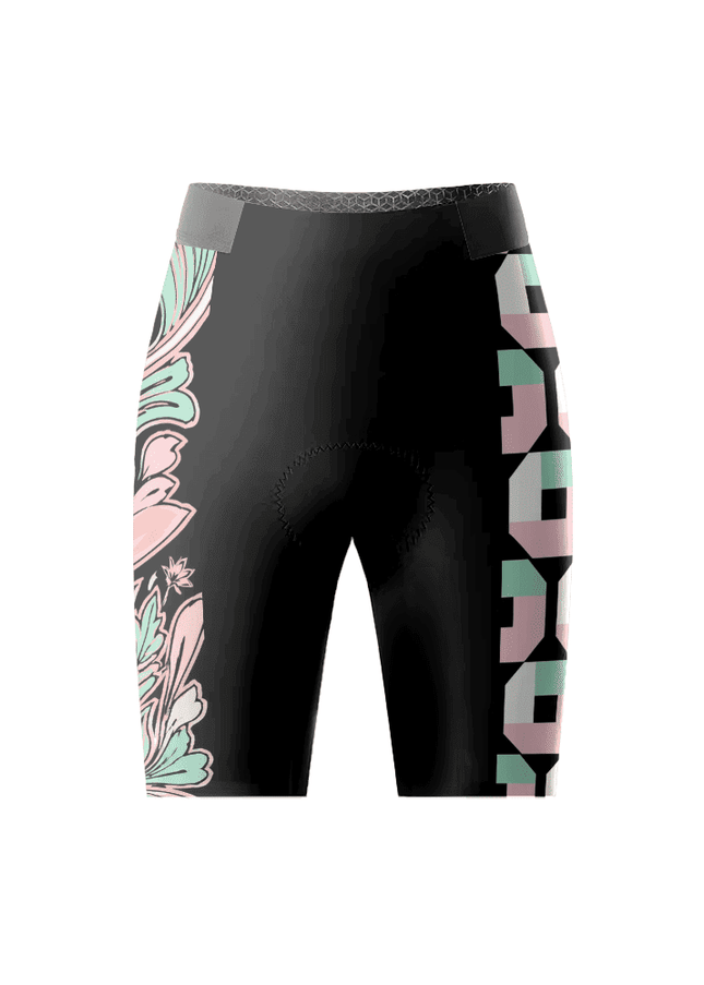 ROCKBROS Women's Pastel Nouveau Floral Split-Graphic Pro Cycling Shorts