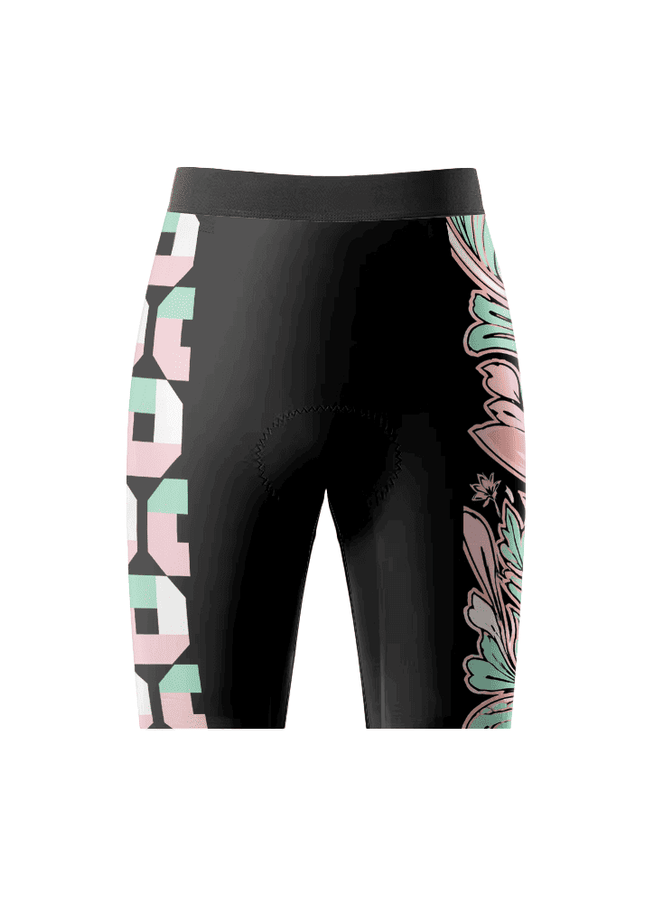 ROCKBROS Women's Pastel Nouveau Floral Split-Graphic Pro Cycling Shorts