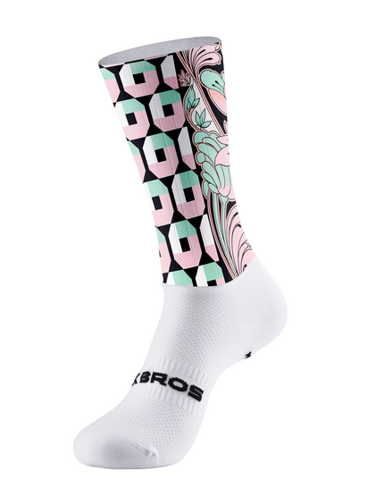 ROCKBROS Women's Pastel Nouveau Floral & Geometric Compression Cycling Socks