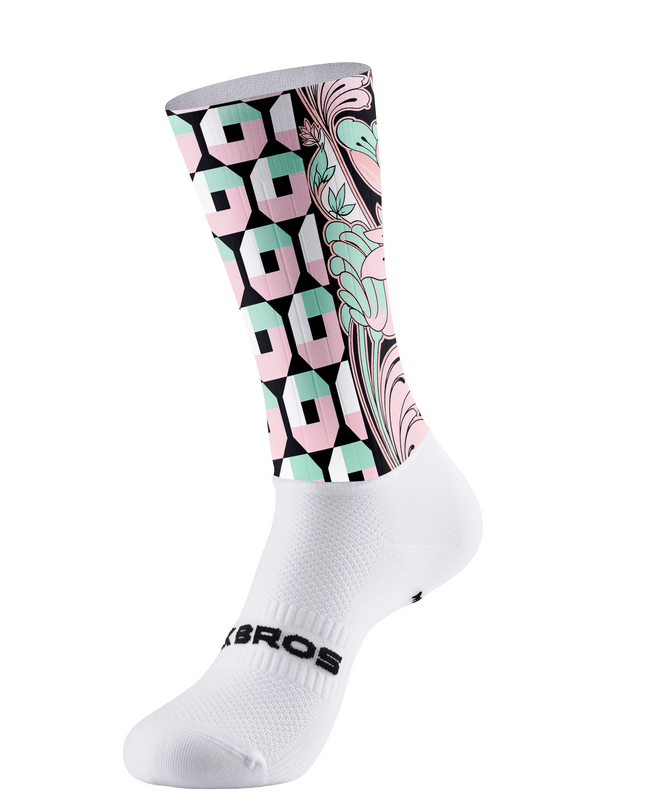 ROCKBROS Women's Pastel Nouveau Floral & Geometric Compression Cycling Socks