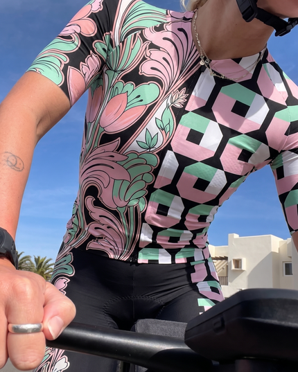 ROCKBROS Women's Pastel Nouveau Floral Split-Graphic Pro Cycling Shorts