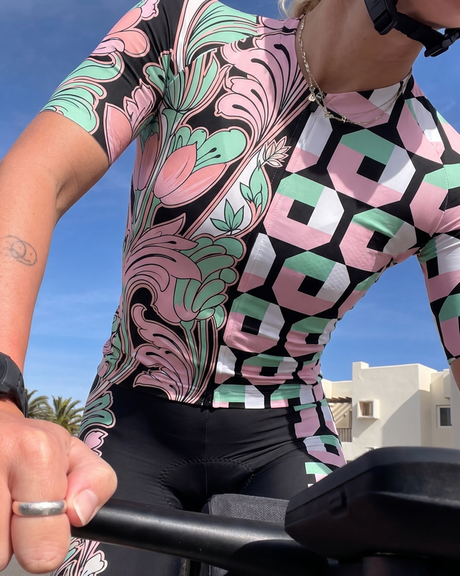 ROCKBROS Women's Pastel Nouveau Floral High-Support Cycling Bibs