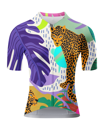 ROCKBROS Women's Tropical Leopard Print Cycling Jersey
