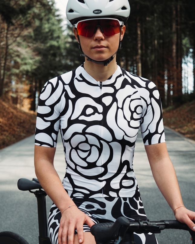 ROCKBROS Women's Alabaster Abstract Rose Flow Pro Aero Cycling Set