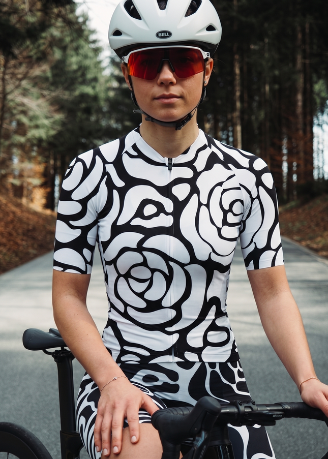 ROCKBROS Women's Alabaster Abstract Rose Flow Pro Aero Cycling Jersey