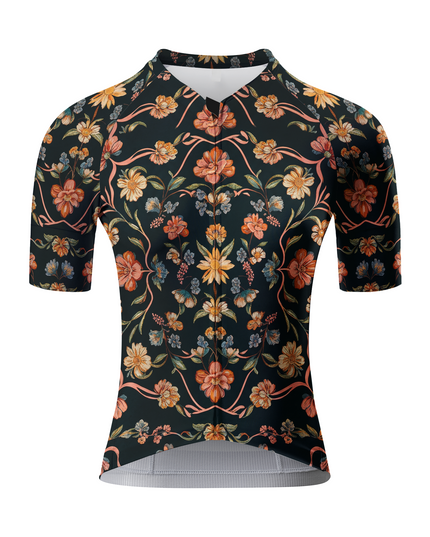 ROCKBROS Men's Vintage Floral Print Short Sleeve Cycling Jersey