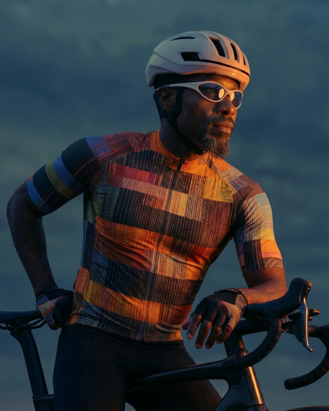 ROCKBROS Men's "Geo Pulse" Halftone Glitch Art Pro Cycling Bibs