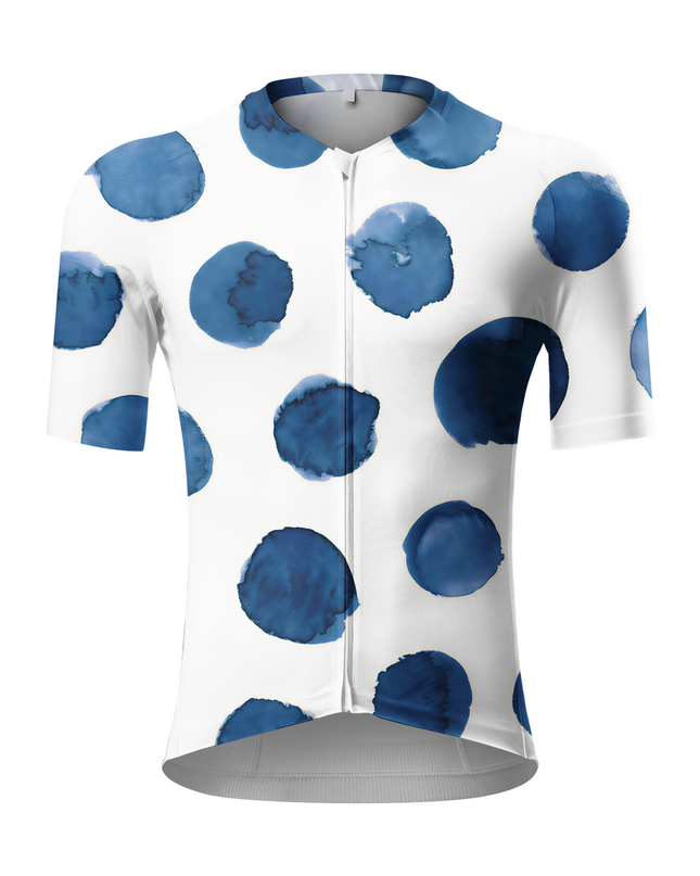 RockBros Men's "Indigo Ink" Artistic Polka-Dot Performance Cycling Jersey