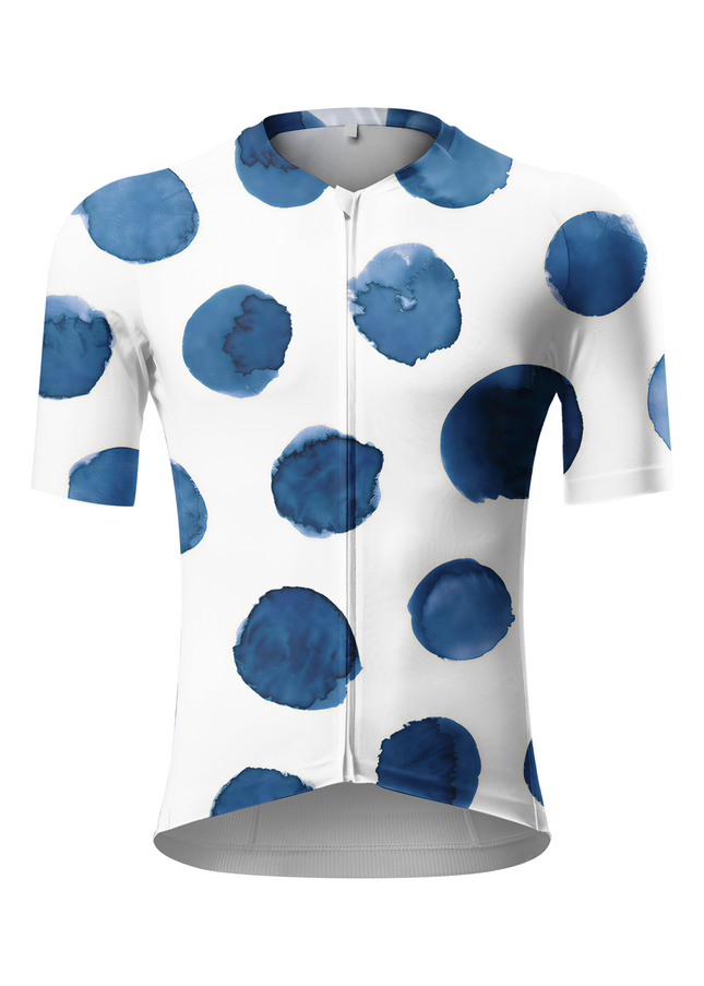 RockBros Men's "Indigo Ink" Artistic Polka-Dot Performance Cycling Jersey