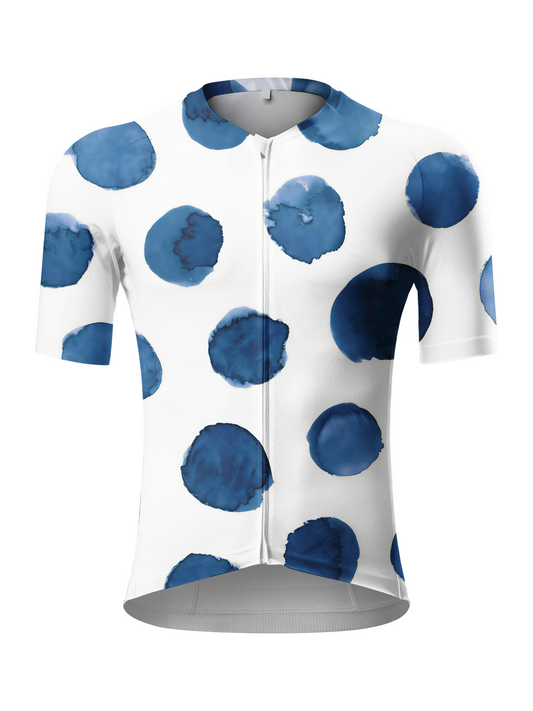 RockBros Men's "Indigo Ink" Artistic Polka-Dot Performance Cycling Jersey