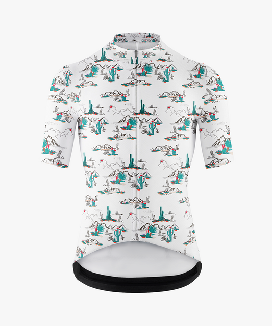 Men's White & Mint Cactus Cycling Jersey
