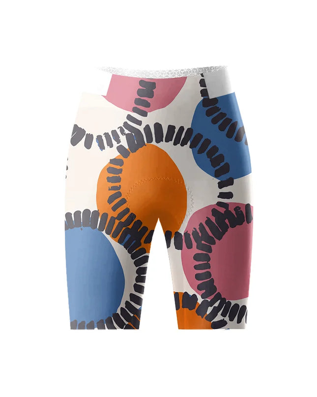 ROCKBROS Women's Retro Abstract Geometric Print Padded Bib Cycling Bibs