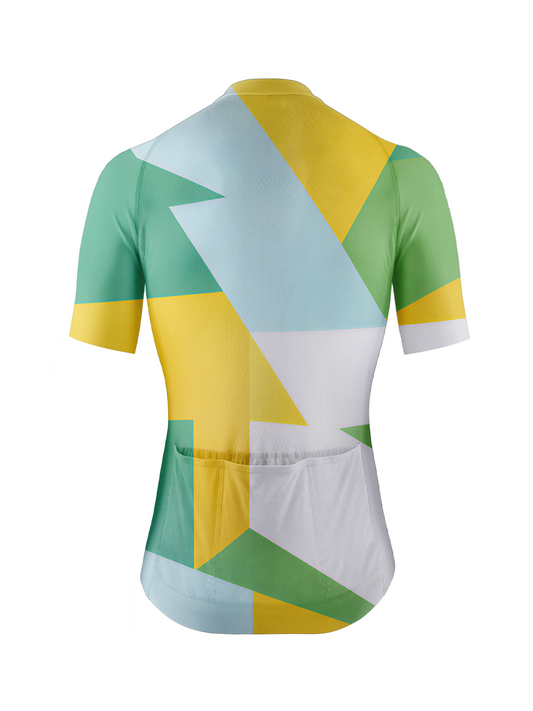 RockBros Men's Retro Color Block Geometric Cycling Jersey