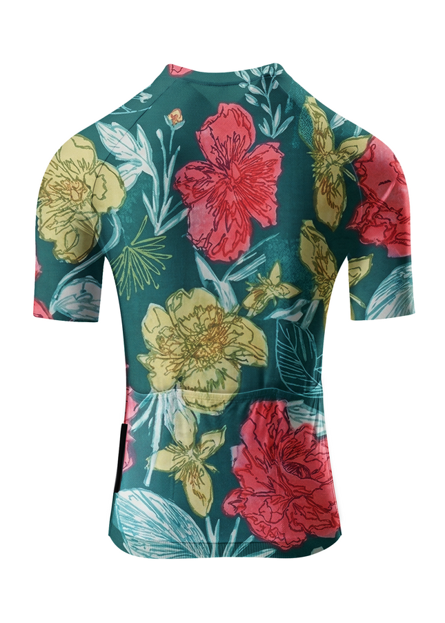 ROCKBROS Women's Vintage Hand-Drawn Bold Floral Print Short Sleeve Cycling Set