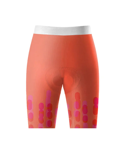 ROCKBROS Women's Vibrant Gradient Orange Pink Abstract Vertical Print Padded Compression Cycling Shorts