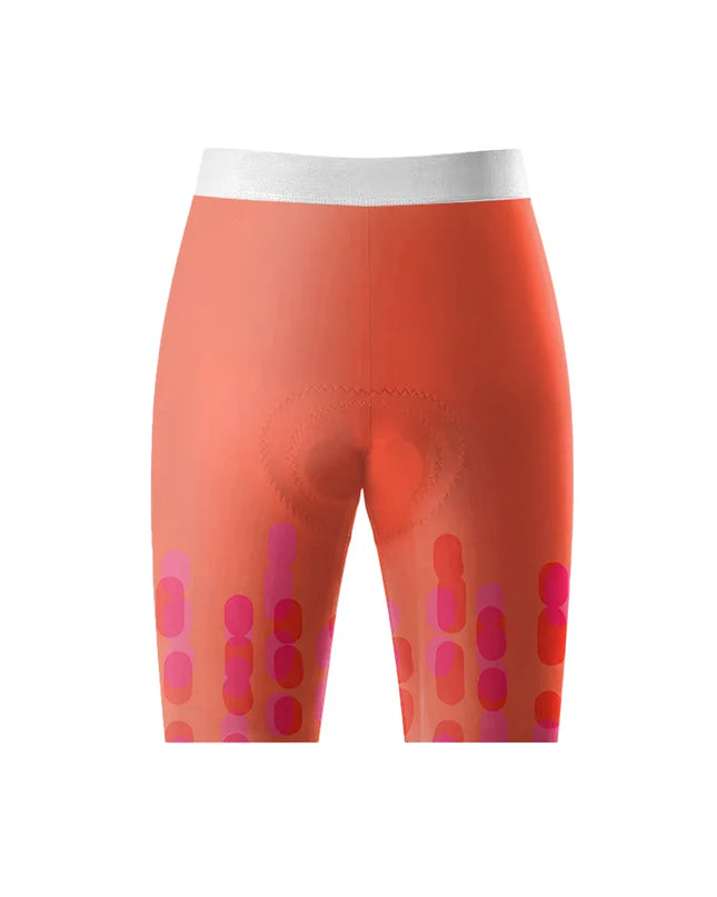 ROCKBROS Women's Vibrant Gradient Orange Pink Abstract Vertical Print Padded Bib Cycling Bibs
