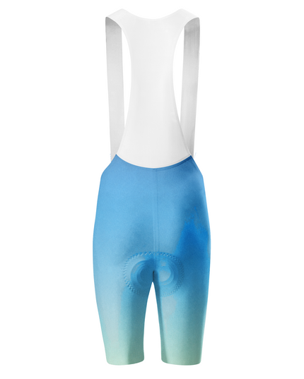 ROCKBROS Women's Blue Mint Gradient White Strap Cycling Bib Shorts