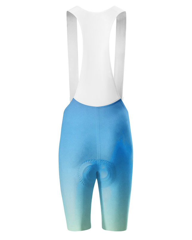 ROCKBROS Women's Blue Mint Gradient White Strap Cycling Bib Shorts