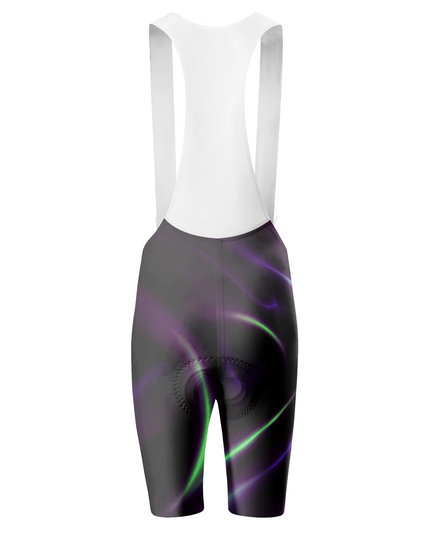 ROCKBROS Women's Dark Base Purple Neon Green Light Trail White Rib Strap Cycling Bib Shorts