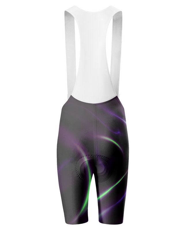 ROCKBROS Women's Dark Base Purple Neon Green Light Trail White Rib Strap Cycling Bib Shorts
