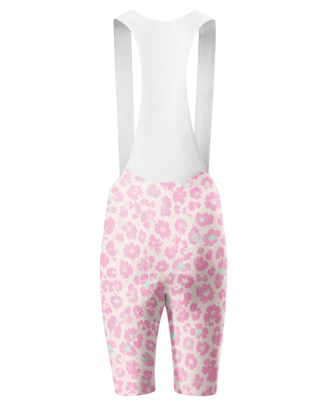 ROCKBROS Women's Pink Leopard Floral Cycling Bib Shorts