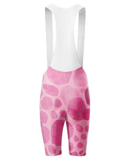 ROCKBROS Women's Watercolor Pink Blot Spot White Strap Cycling Bib Shorts