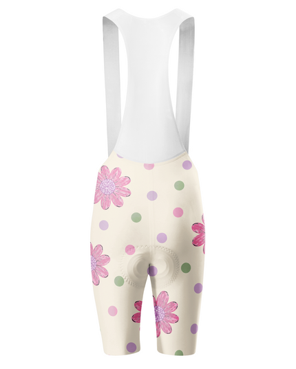 ROCKBROS Women's Pastel Daisy Polka Dot Cycling Bib Shorts