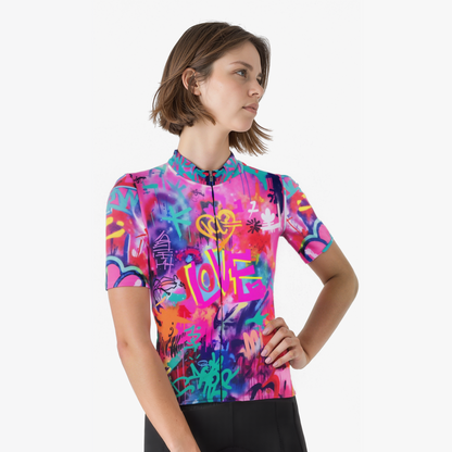 RockBros Women's Graffiti Art Style "LOVE" Cycling Jersey