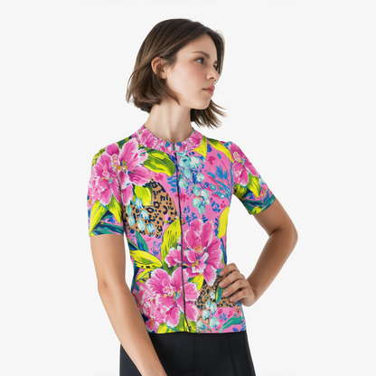 RockBros Women's Cycling Jersey in Tropical Floral