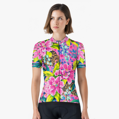 RockBros Women's Cycling Jersey in Tropical Floral