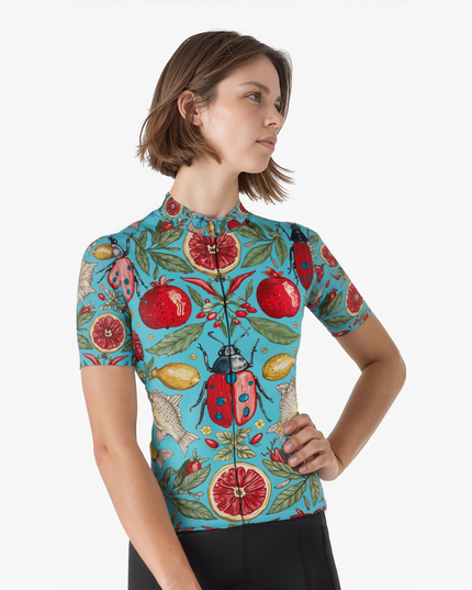 Women's Insect & Fruit Print Cycling Jersey