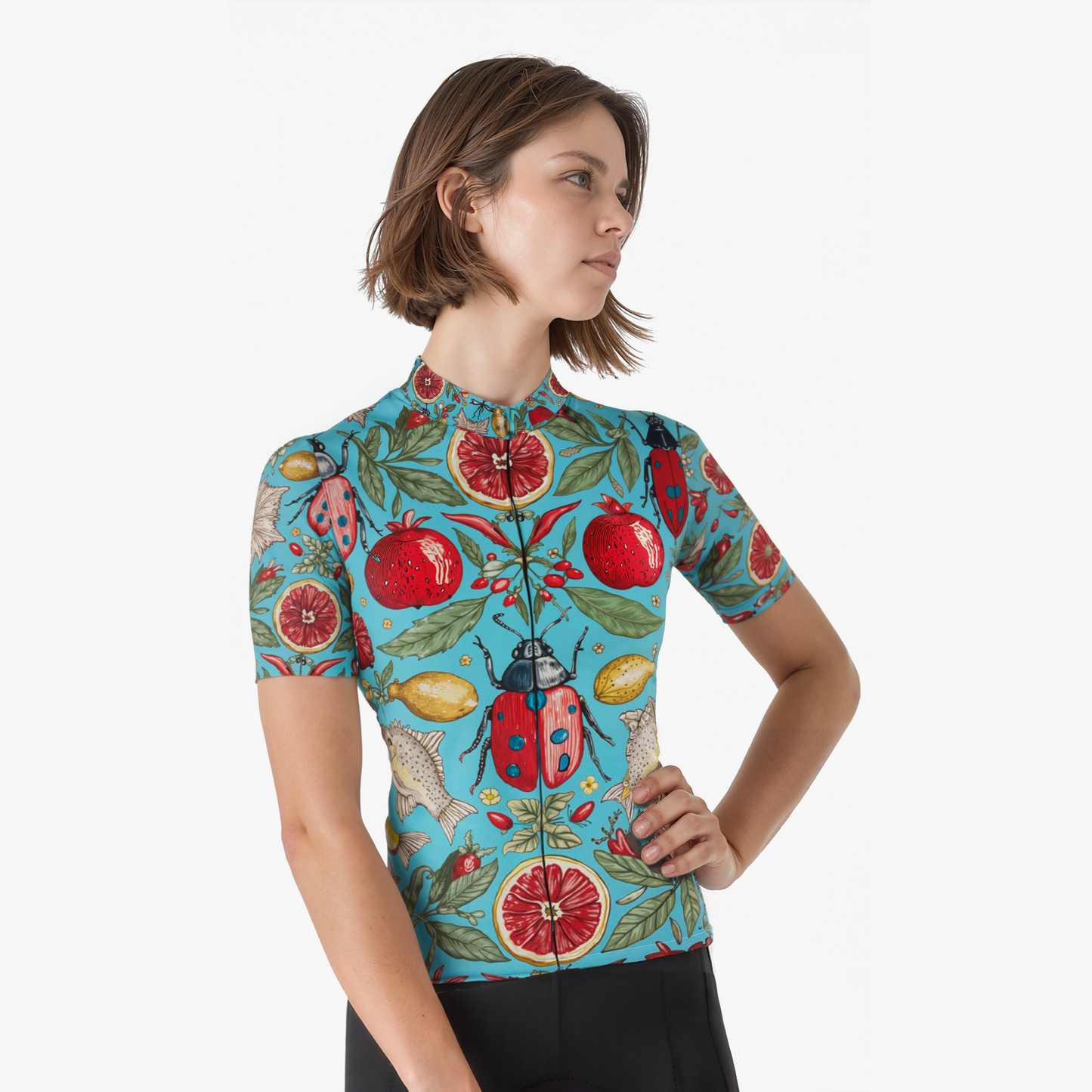 RockBros Women's Insect & Fruit Print Cycling Jersey