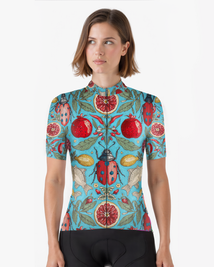 Women's Insect & Fruit Print Cycling Jersey