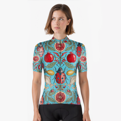 RockBros Women's Insect & Fruit Print Cycling Jersey