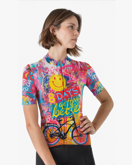 Women's Cycling jersey in colorful graffiti style