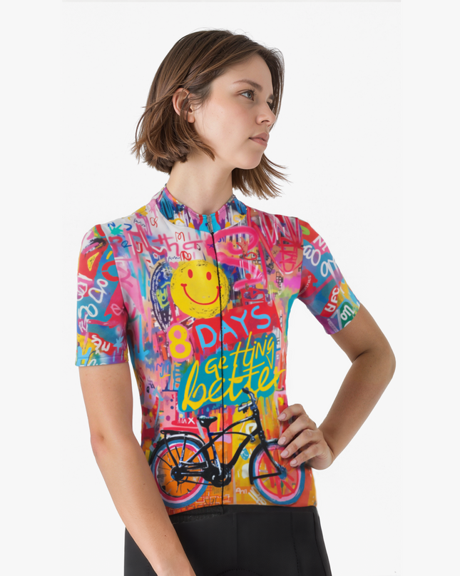 Women's Cycling jersey in colorful graffiti style