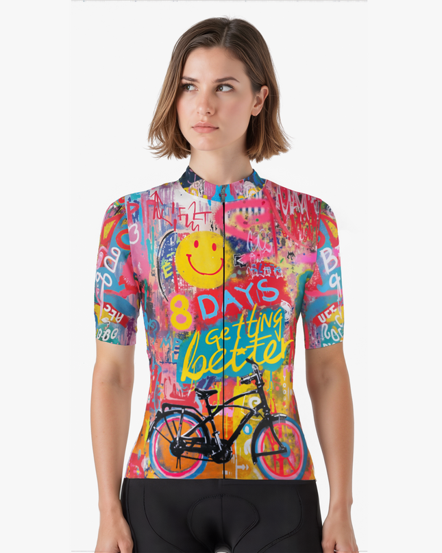 Women's Cycling jersey in colorful graffiti style