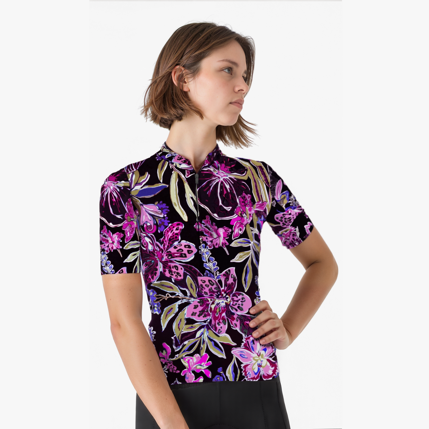 RockBros Women's Cycling Jersey in Plant pattern