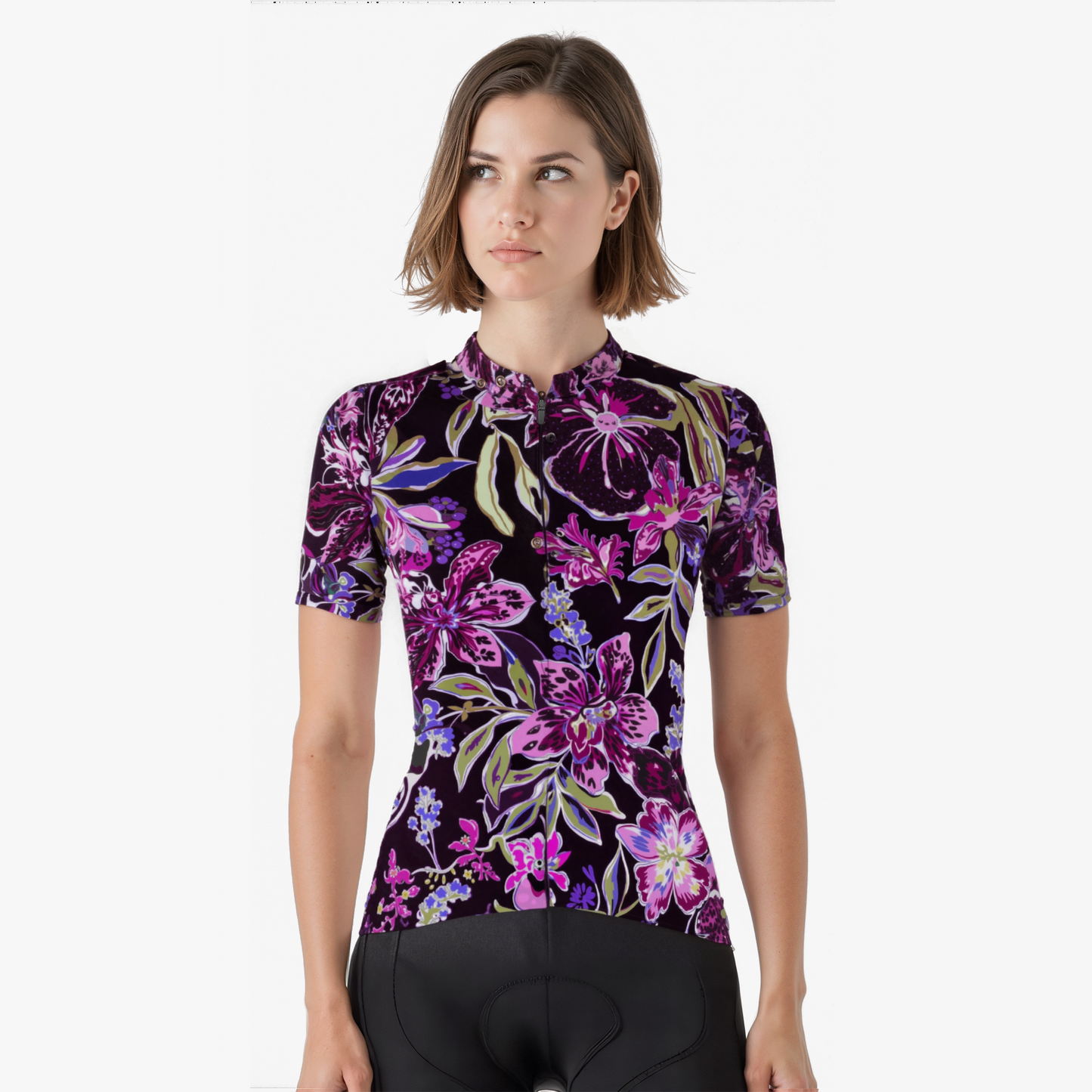 RockBros Women's Cycling Jersey in Plant pattern