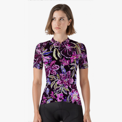 RockBros Women's Cycling Jersey in Plant pattern