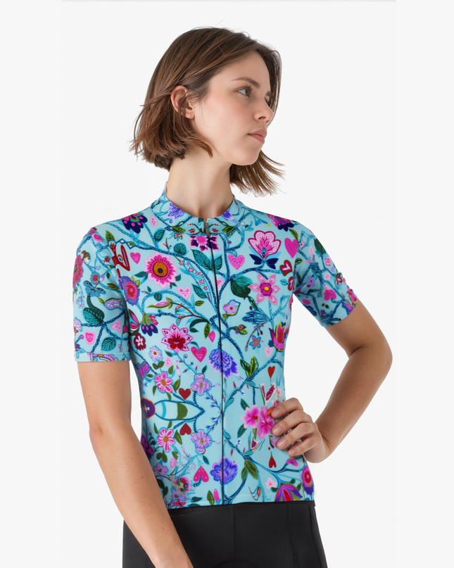 Women's Floral Short Sleeve Cycling Jersey